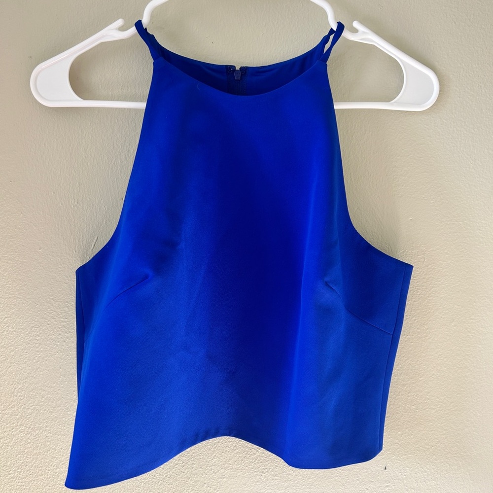 Badgley Mischka Blue Crop Tank Top